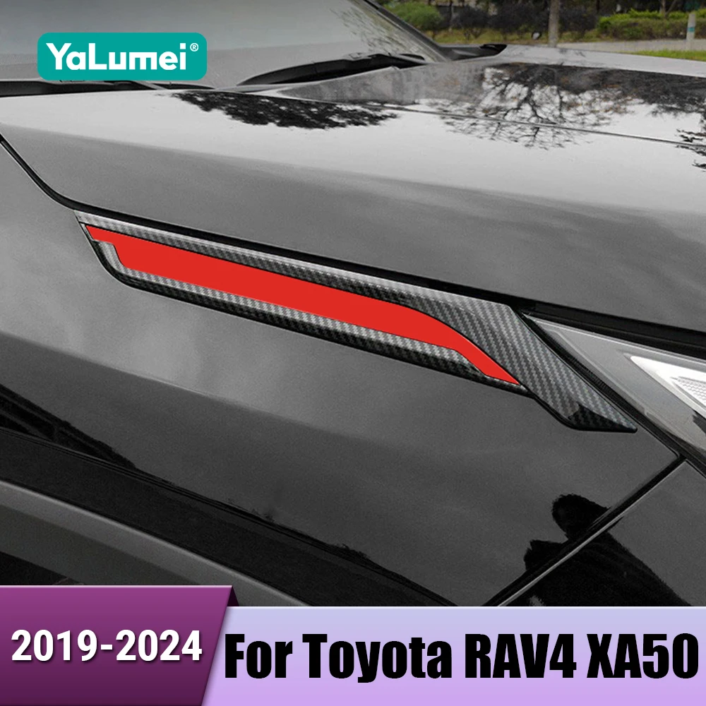 

Carbon Fiber Car Leaf Board Lamp Eyebrow For Toyota RAV4 XA50 2019 2020 2021 2022 2023 2024 Hybrid Engine Hood Decorative Strip