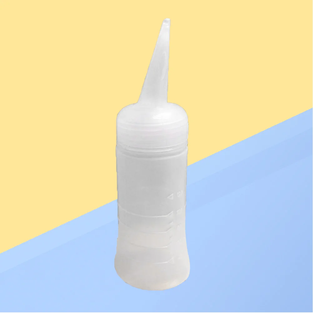 

120ml Hair Dye Bottle Applicator Slant Tip Graduated Scale Precise Hair Coloring Bottle Applicator for Salon Root Dyeing