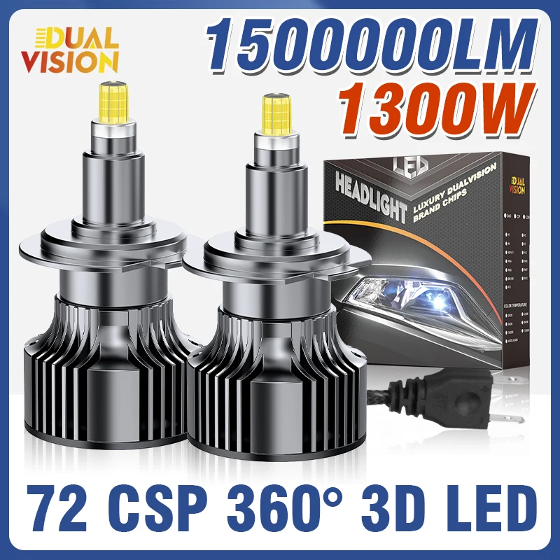 1300W 1500000LM H7 Led 360 CSP For Projector Lens Led H1 H11 H8 H9 9006 9005  HB3 HB4 9012 HIR2 Car Headlight Bulb 6000K 12V LED