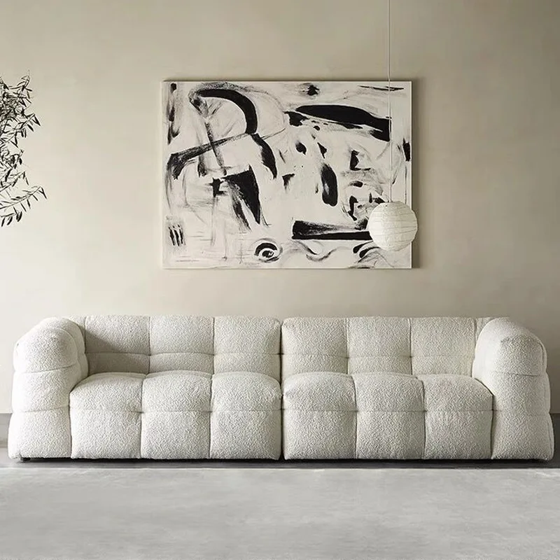 Nordic small apartment living room fabric marshmallow -person lamb wool surprise quiet wind straight row high density