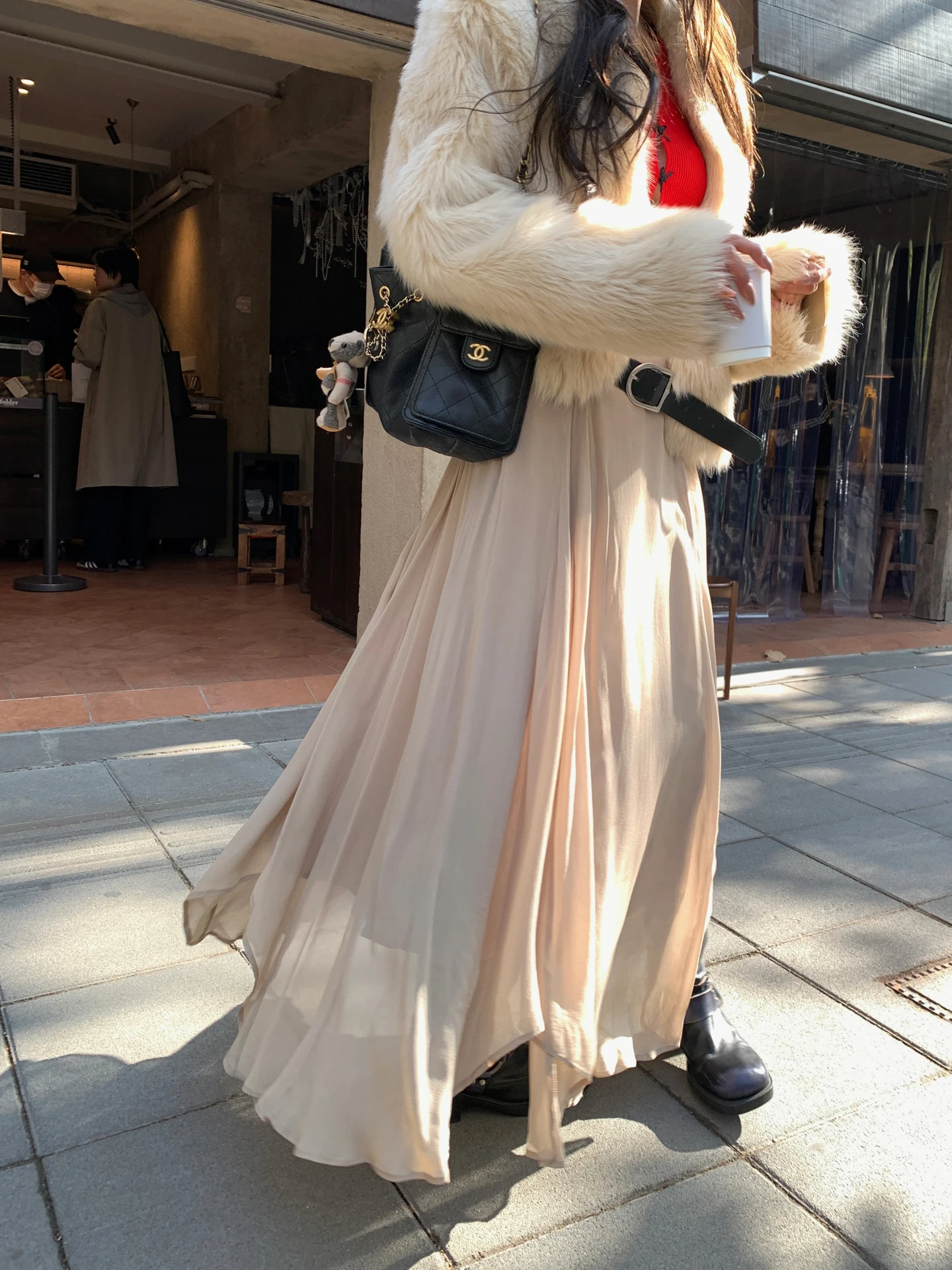 

NanaByNana Spring Mountain Letter Color adient Asymmetrical Skirt Women's Gentle Dra Long Skirt Commute Sle