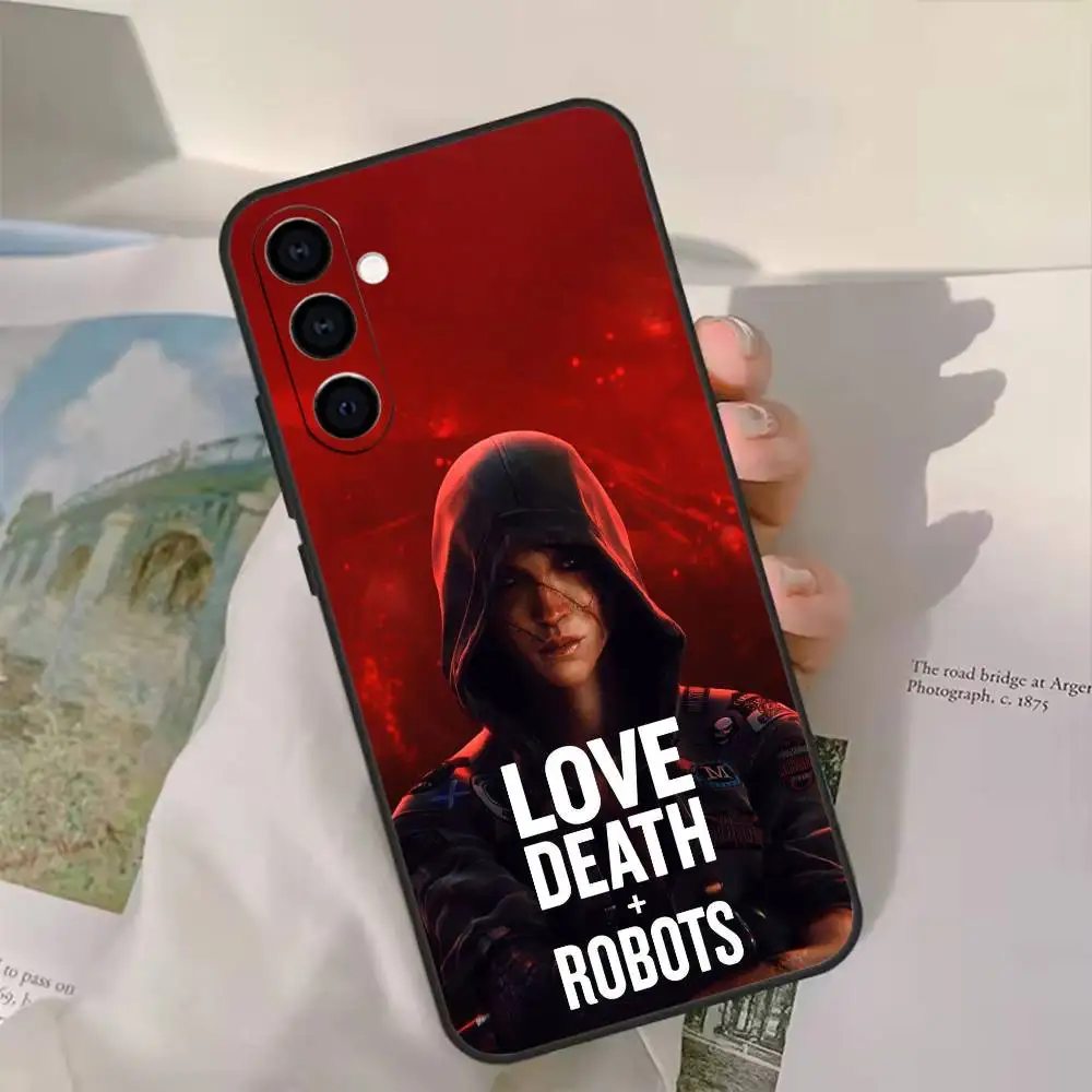 حافظة هاتف L-Love Robots d-DeathS لهاتف سامسونج جالاكسي A13,21s,22,31,32,52,53,71,72,73, غطاء أسود ناعم