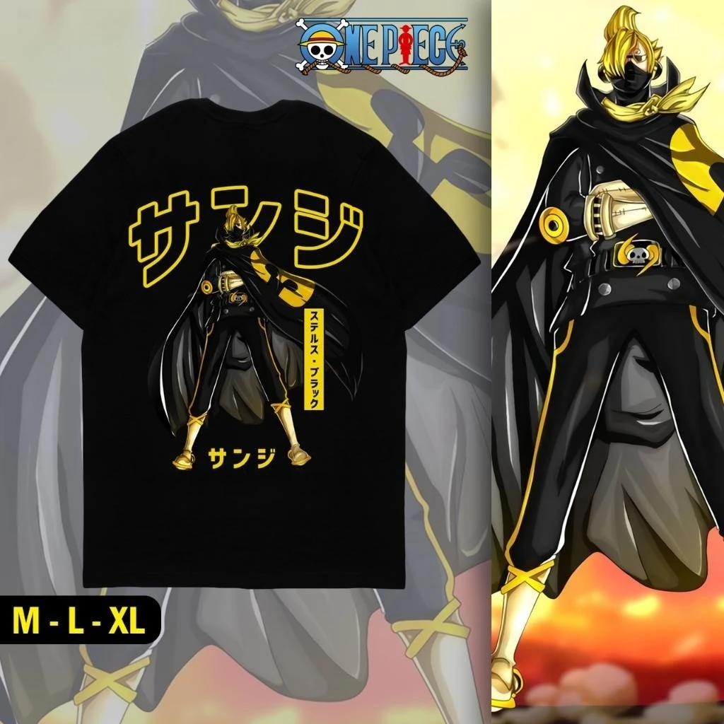 Men's T-shirt One Piece Anime Kaos Sanji Stealth Black Germa 66 Printed T-shirt Men's and Women's T-shirt Men's Top 2026 Summer