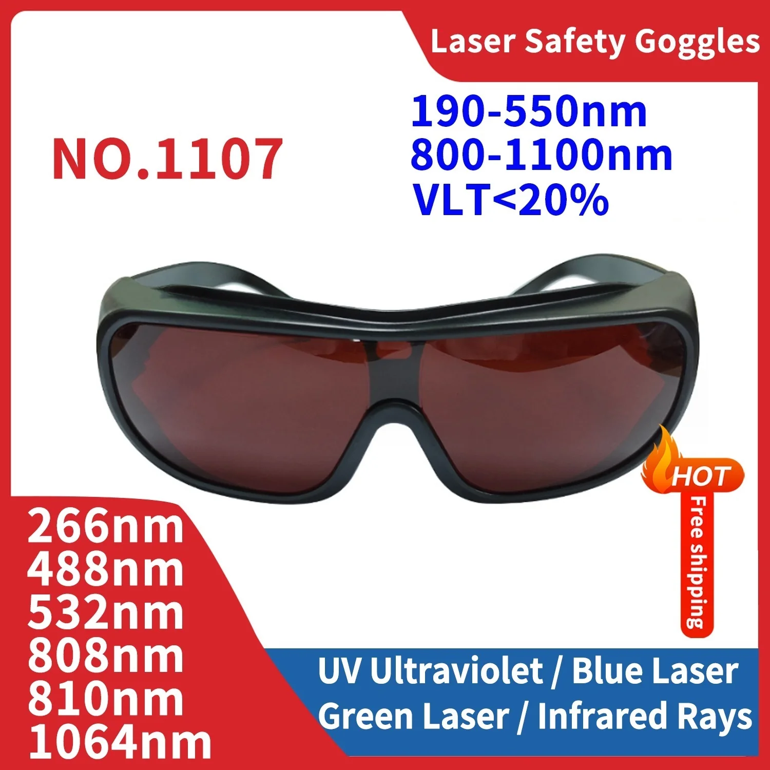 IPL Beauty Laser Treatment Protective Goggles Eyewear 200nm-2000nm Hair Removal Eye Protection Safety Lazer Glasses for Work