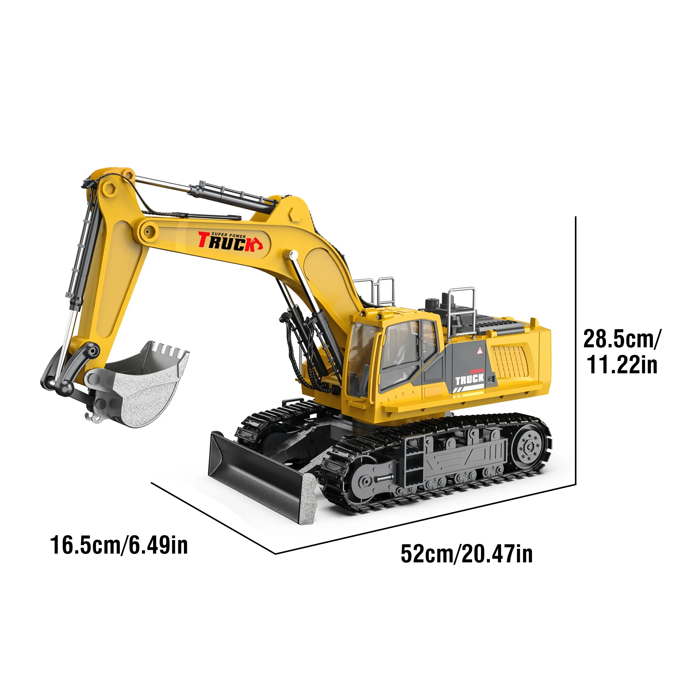 1/18 R/C Alloy Spray Excavator Truck 13/15/17 Channel with Lights  Sound Engineering Vehicle Birthday and Holiday Gifts for Boy