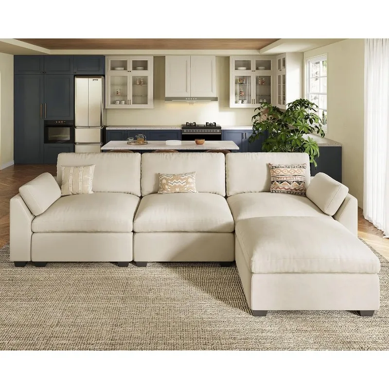 

Очень большой модульный секционный диван, 10-дюймовый 4-местный L-образный диван, бархатные трансформируемые секционные диваны для гостиной, C