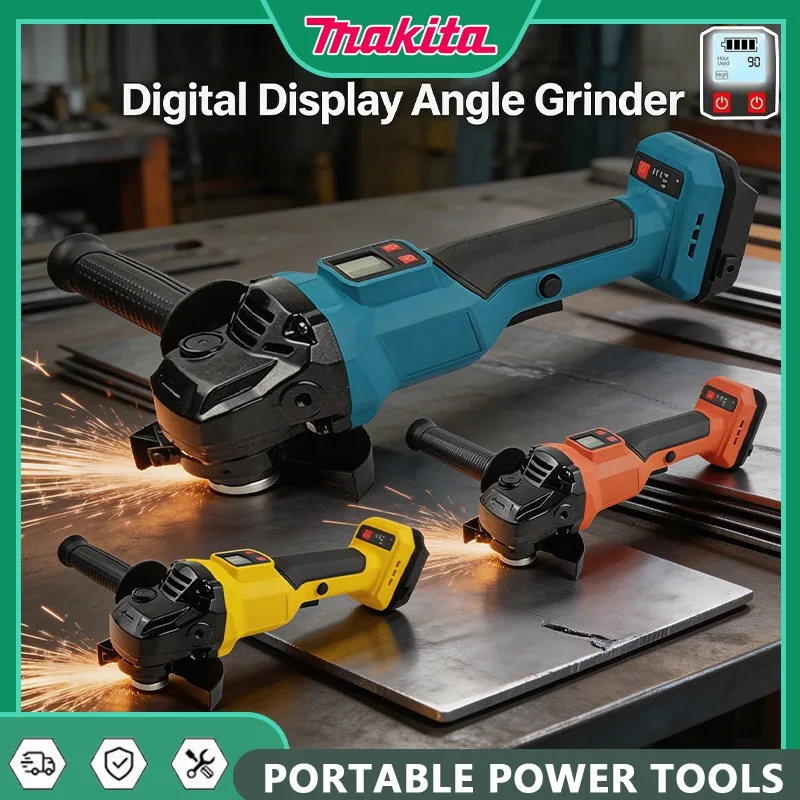 

Makita 125MM Brushless Electric Angle Grinder Digital Display Metal/Wood Polishing Grindind for Dewalt/Milwaukee 18V Battery