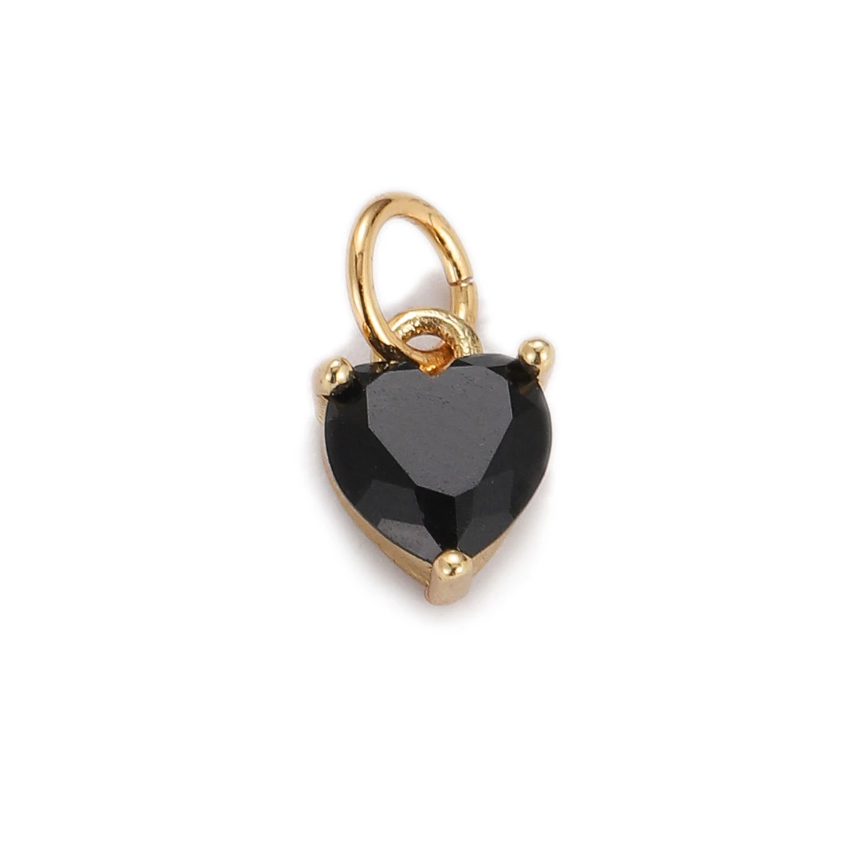 5pcs Gold Color Stainless Steel Zircon Pendants Multicolor Heart Charms Necklace Earrings Jewelry Making Supplies Accessories