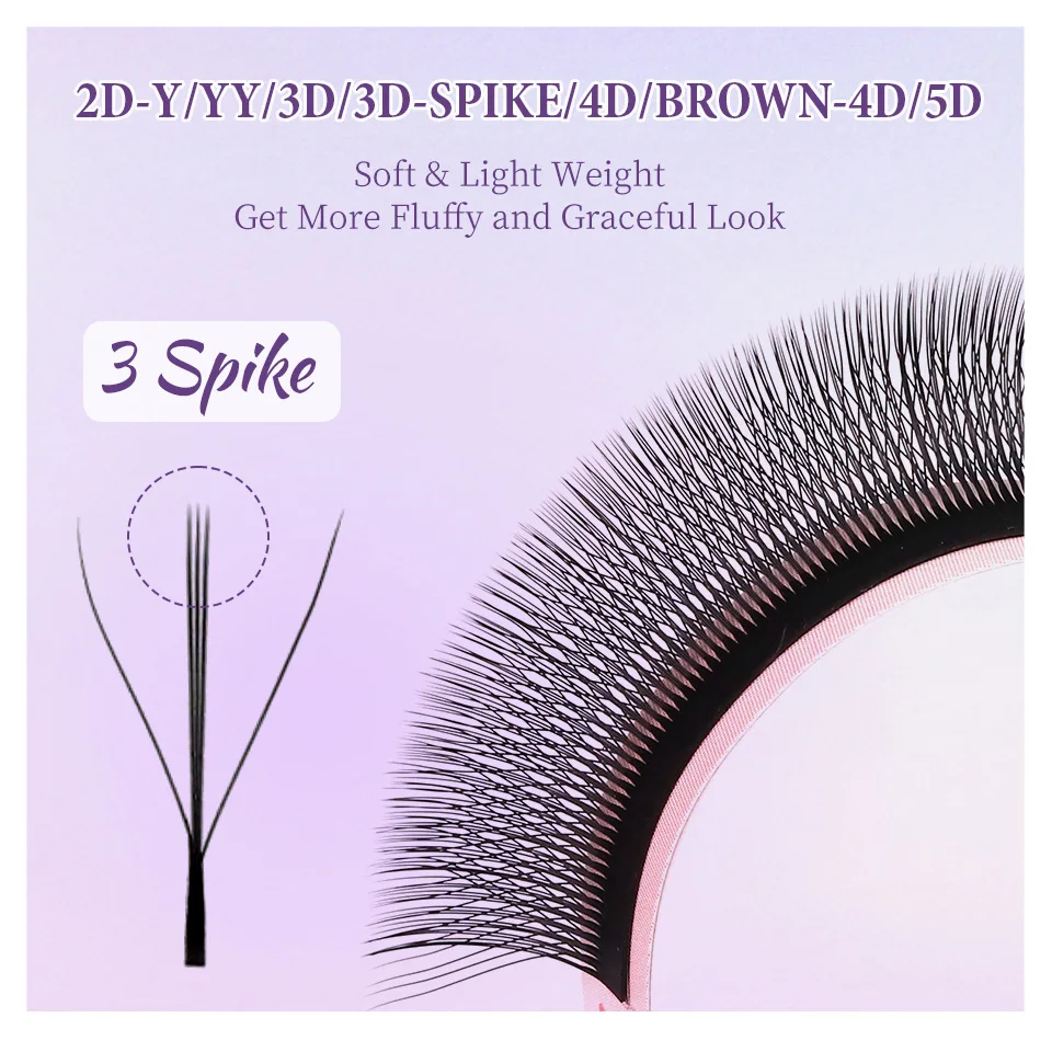 

NEW 3D Fairy Spike Lashes 3D 5DW Clover Lashes Premade Bloom Fans Volume Eyelash Extensions Premium 4DW Brown W Shaped Eyelashes