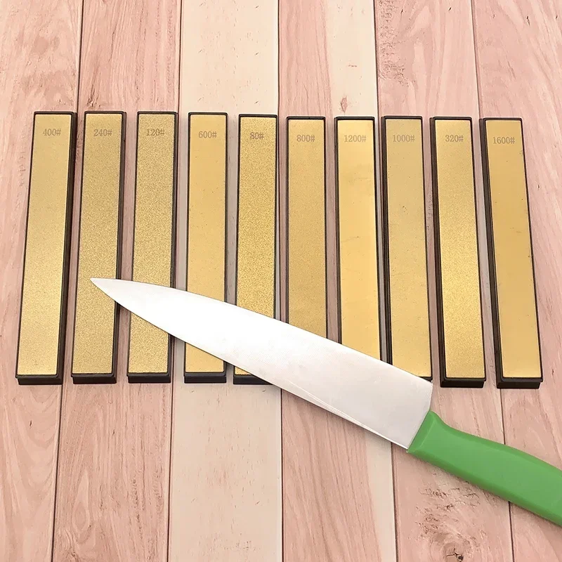 حجر شحذ ماسي احترافي ، براية زاوية ثابتة ، شفرة سكين مطبخ ، قضبان محمولة ، ذهبية ، حادة #2