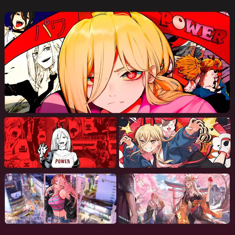 

Chainsaw Man Power Mousepad Large Computer Gaming Accessories MousePads Desk Mats Anti-slip Laptop Soft Mice Pad Mouse Mat