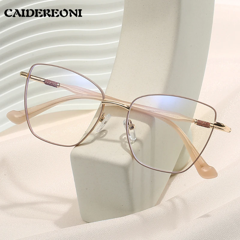 

CAIDERONI Alloy Fashion Cat-eye Anti-blue Light Myopia Retro Reading Glasses Women Photochromic Customizable Prescription 8613