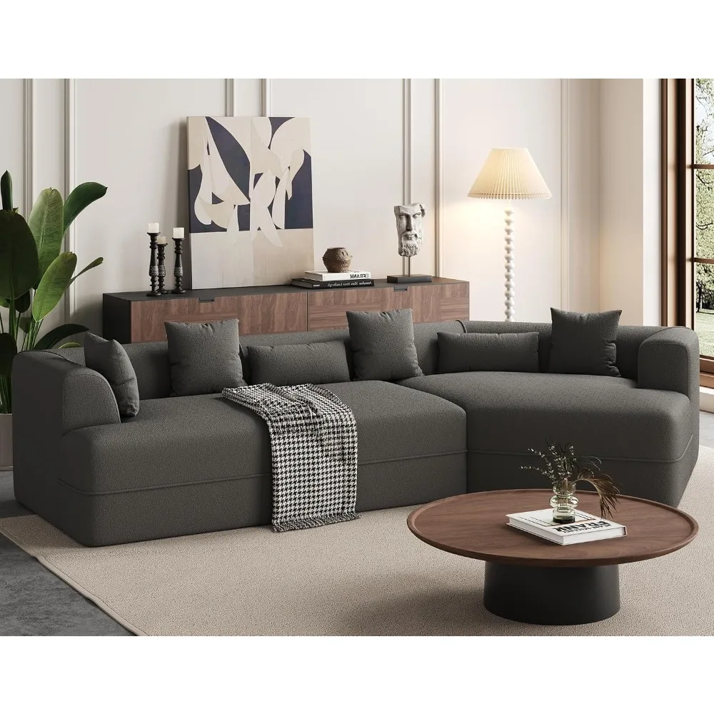 

124" Cloud Sectional Couch, Upholstered Couches for Living Room Bedroom, Modern Boneless Modular Sofa with Deep Seat