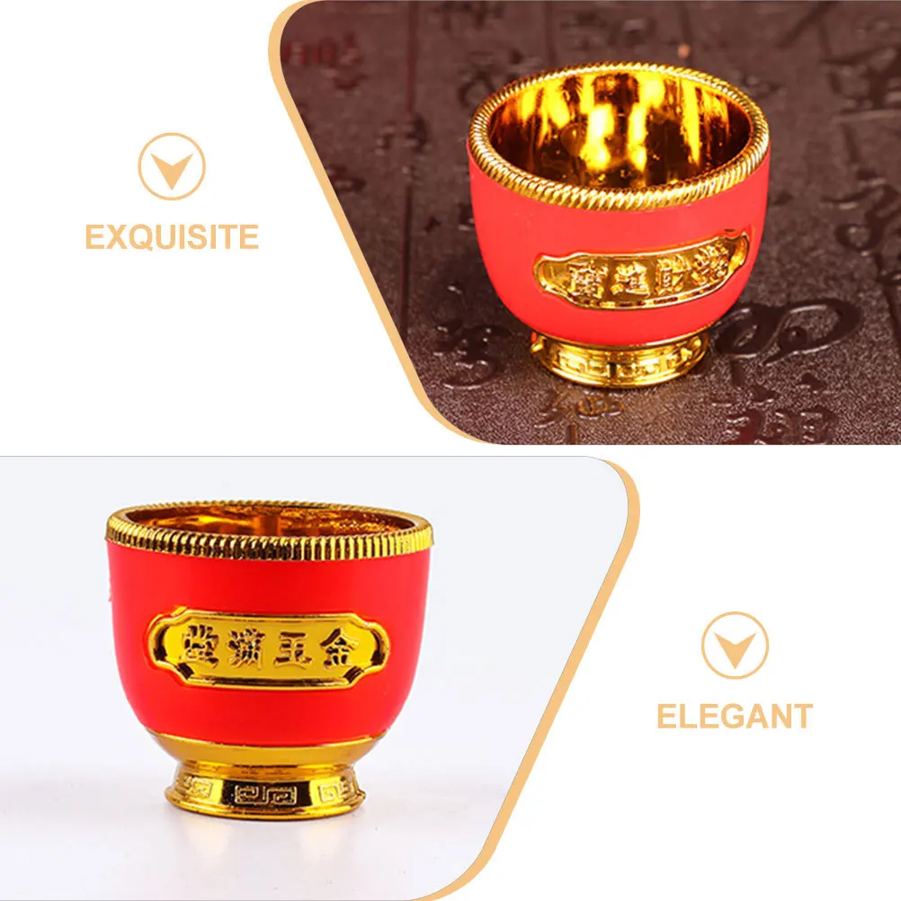6 قطعة حواف مستديرة ناعمة مطلية بالذهب لتزيين المعبد المنزلي وعاء تقديم بوذي حاوية مياه طقوس توريد المطبخ #6