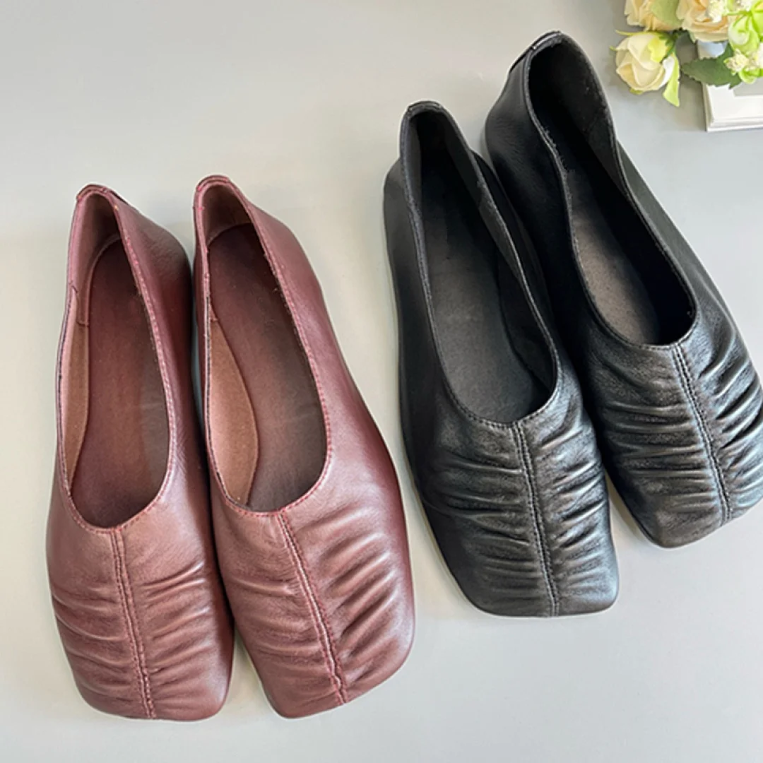 

Maxdutti Minimalist Woman Shoes Office Ladies Commuting Shoes For Woman Loafers Handmade Shoes Genuine Sheep Leather Flats Shoes