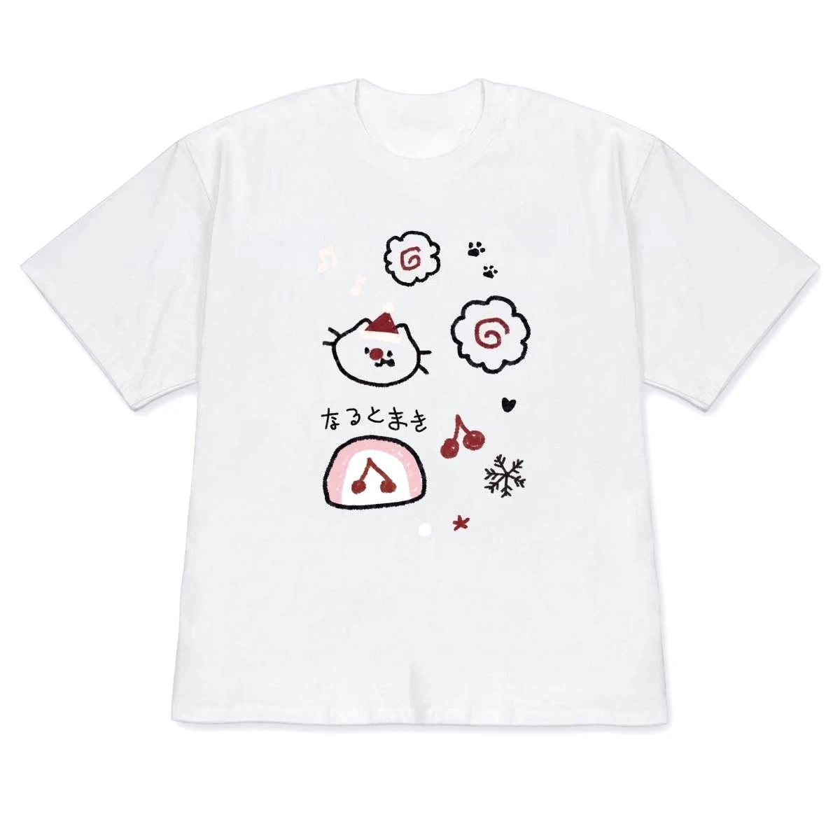 Kawaii Black Cat Print T-shirt Cute Stick Figure Short-Sleeve Casual O-Neck Japanese Doodle Casual Clothes Versatile Girls OOTD