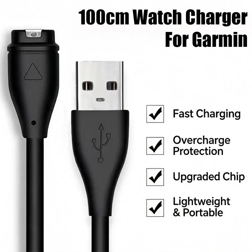 1M USB‑A / Type‑C Charger Cable For Garmin Forerunner/Garmin Approach Smart Watch Charger Adapter Accessories