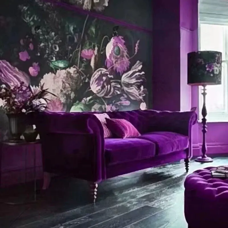 Retro pastoral sofa, pull-up living room bed and breakfast straight-row sofa