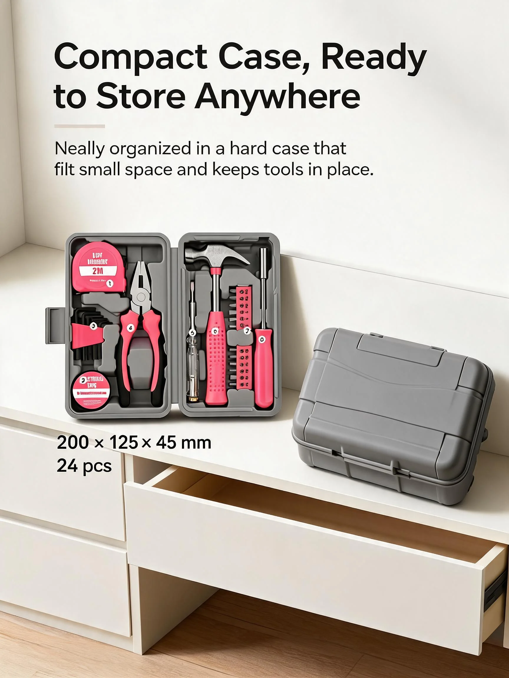 24-piece Pink Tool Set (Including Bits)