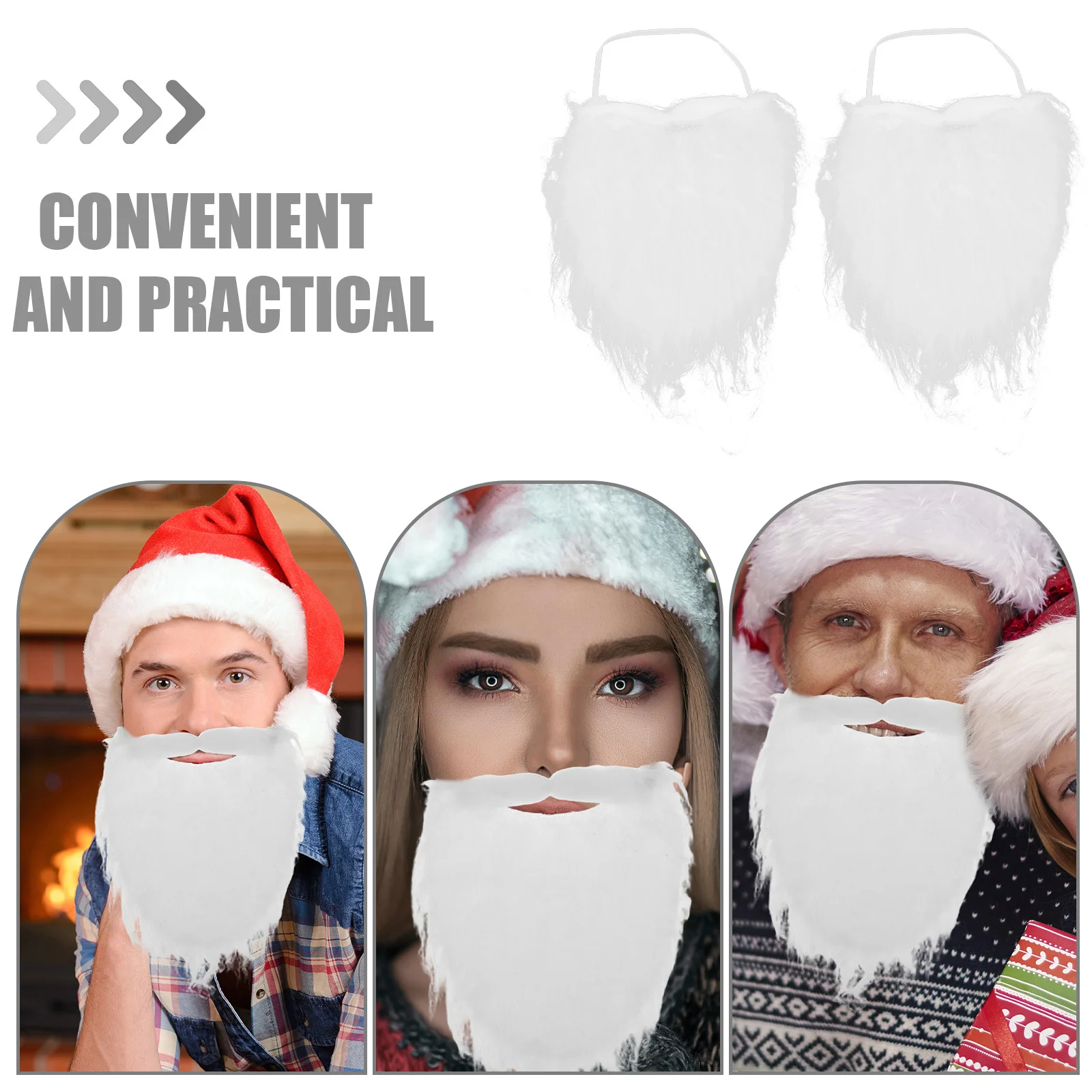 Faux moustache réaliste pour hommes, 12 pièces, accessoires de Costume blanc pour Halloween, fête de noël, Cosplay, magicien, père noël