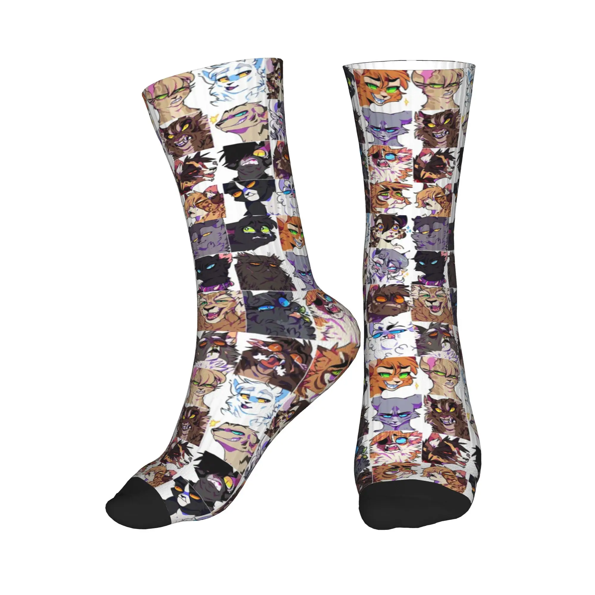 

All Seasons Warrior Cute Cats Lovers Sport Middle Tube Socks Super Soft Crew Socks Funny Stockings for Men Women