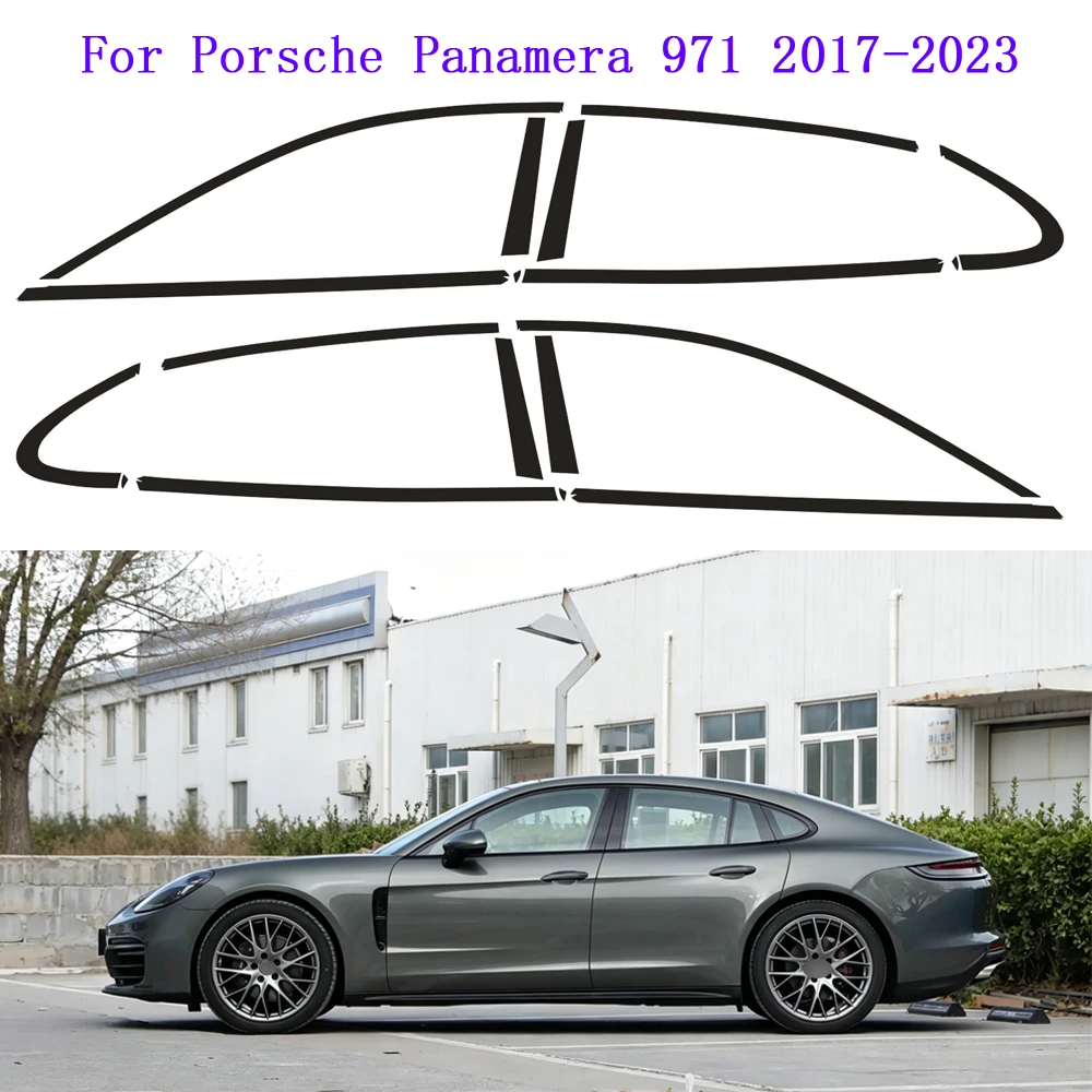 For Porsche Panamera 971 2017-2023 Hatchback Window Chrome Remote Dimming Racks ABC Glossy Black Stickers