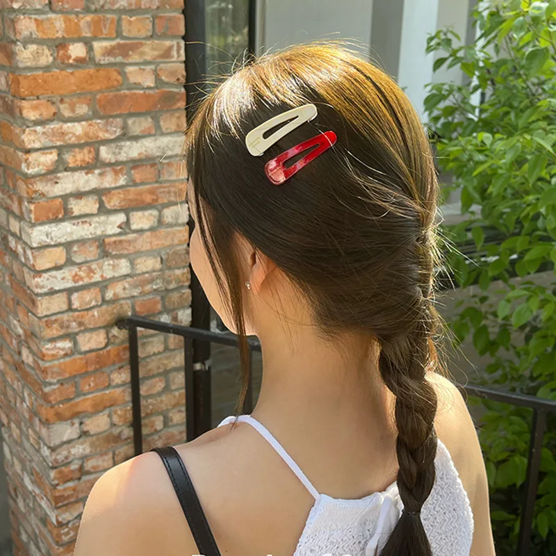 Summer Cream Color BB Clip Korean Style Acetate Water Drop Hair Side Clip Large Dopamine Sweet Cute Girls Forehead Bangs Hairpin