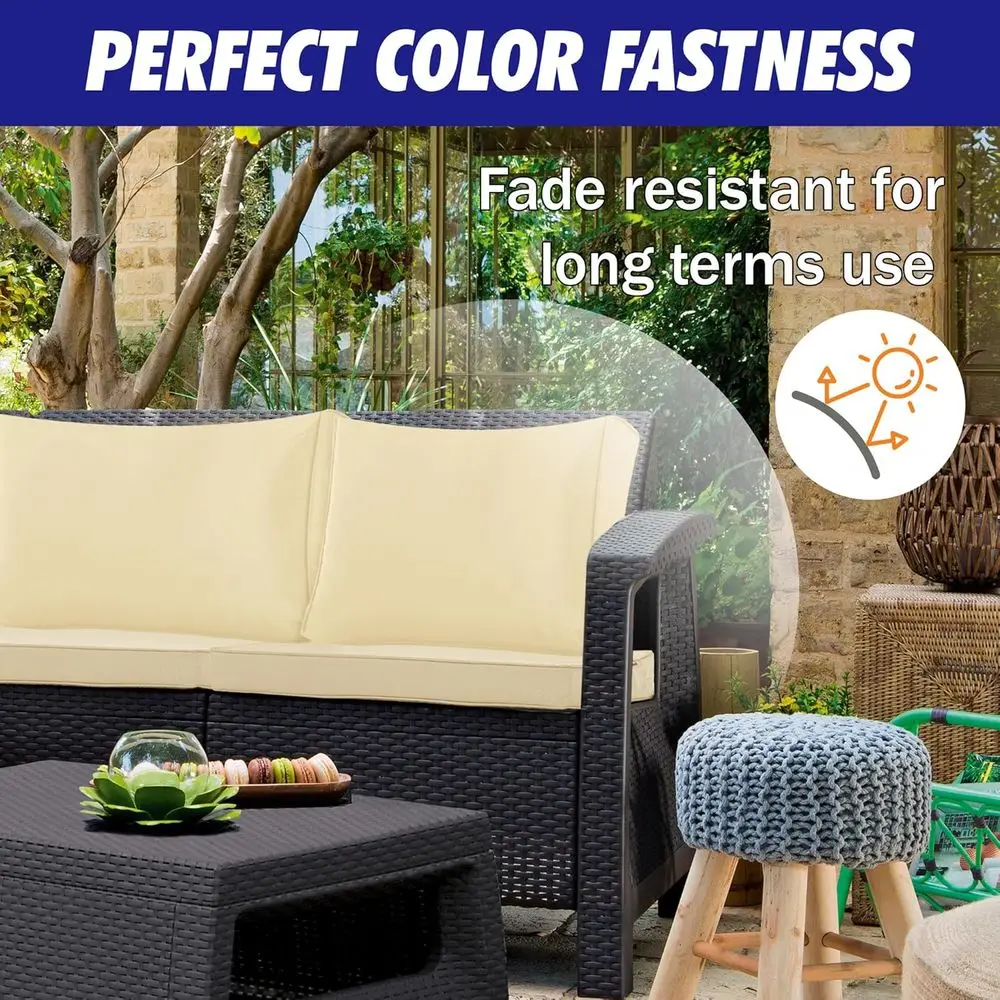 Set Bantal Teras Luar Ruangan 14 Buah untuk Furnitur Seksional 6 Kursi - Penutup Tahan Air Warna Beige