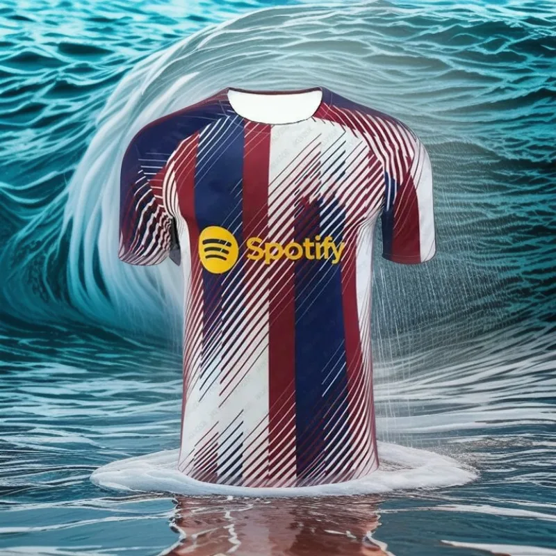 24/25 Latest Hot Selling Football Series Barcelona Top Brand Same Style 3D Printed Same Style Summer Men's and Boys' T-shirt