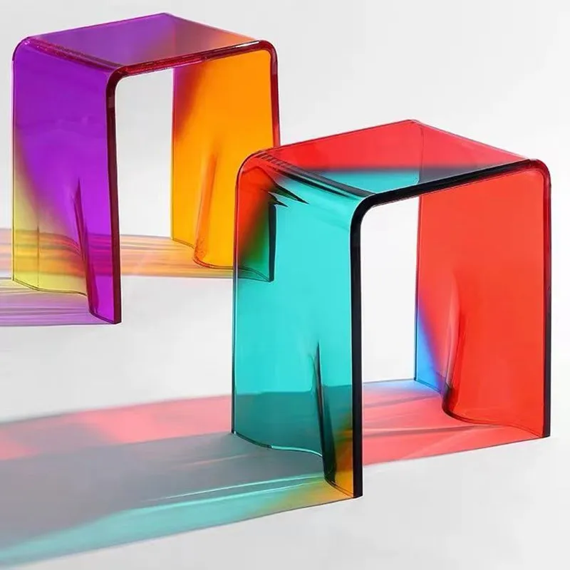 Acrylic Aurora Stool Rainbow Chair Small Side Table Makeup Chair Acrylic Furniture Casual Desig Ins Living Room