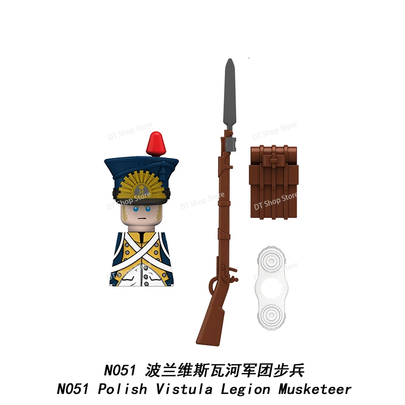 N049-052 MOC guerres napoléoniques figurines armes pistolet casque armure assembler des blocs de construction armes accessoires Puzzle jouets