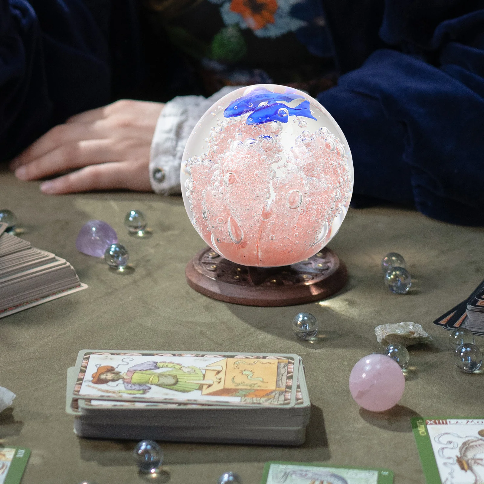 Crystal Glass Ball Realistic 3D Coral Fish Ocean Paperweight Party Present Aquarium Coral Reef Decoration Feng Shui Glass Art