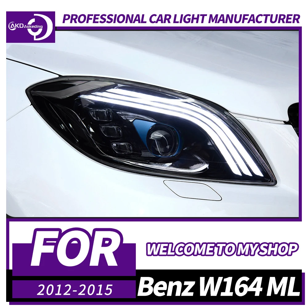 

AKD Фара для Benz W164 ML Фара 2012-2015 Светодиодные фары ML350 ML500 DRL Указатель поворота Дальнего света Объектив проектора Angel Eye