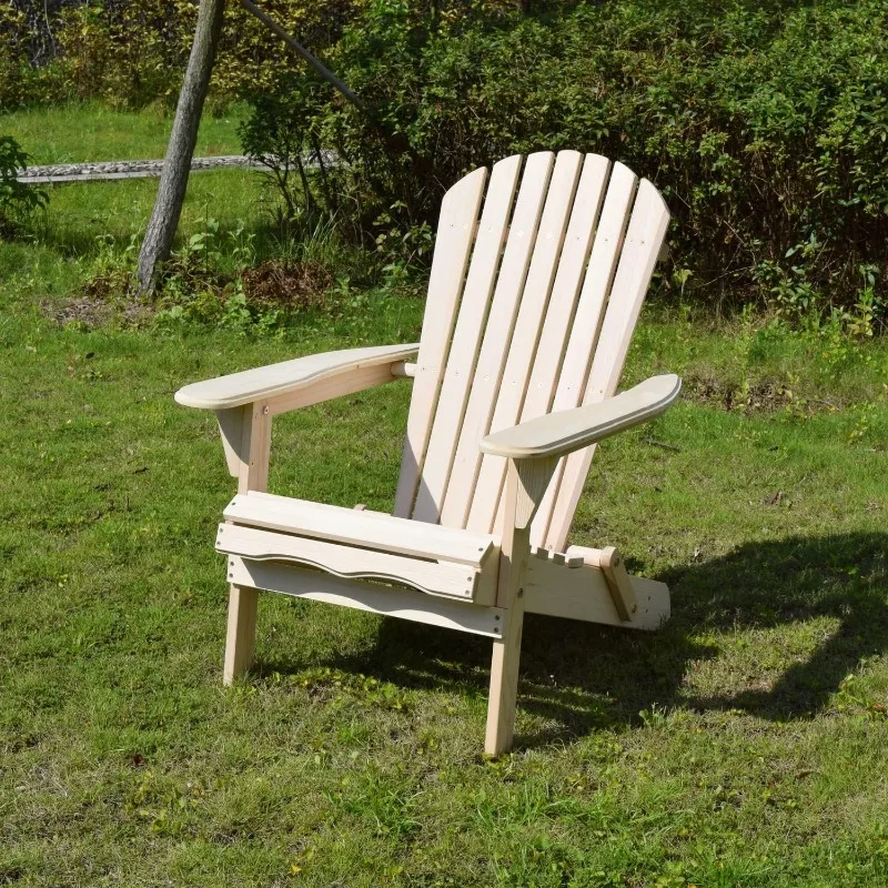 Merry Garden Foldable Wooden Adirondack Chair, Outdoor, Garden, Lawn, Deck Chair, Natural