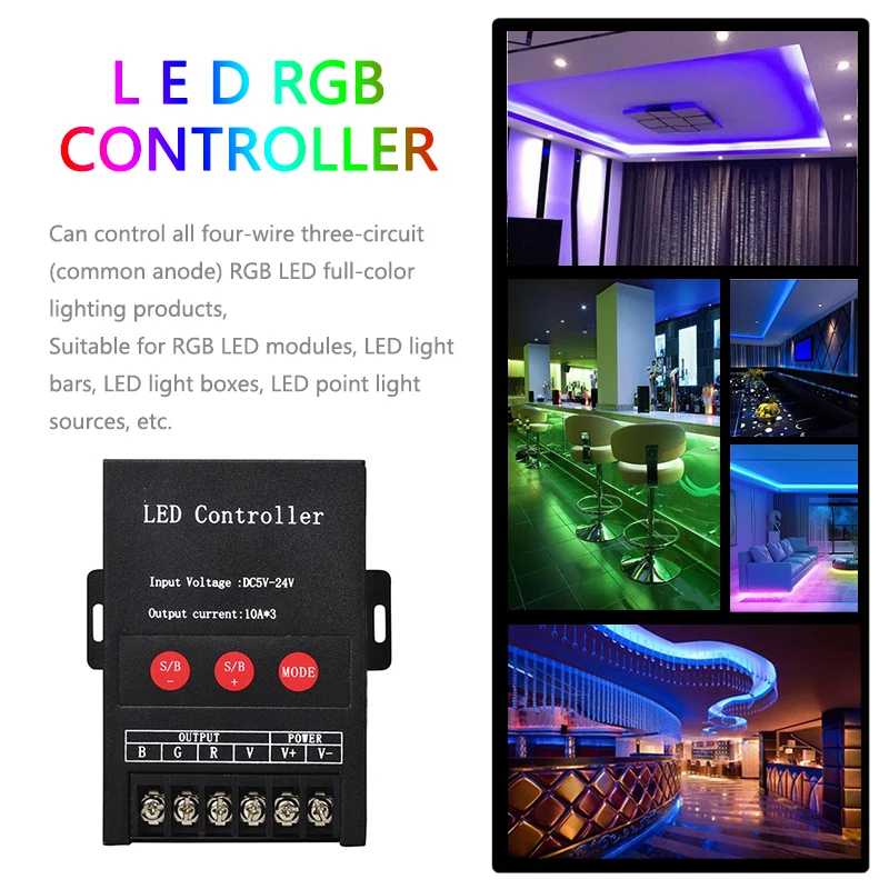 Controller LED RF 5V 12V 24V DC 30A ad alta potenza 5050 RGB striscia di colore luce 2835 modulo lampada Wireless 4 tasti telecomando Dimmer