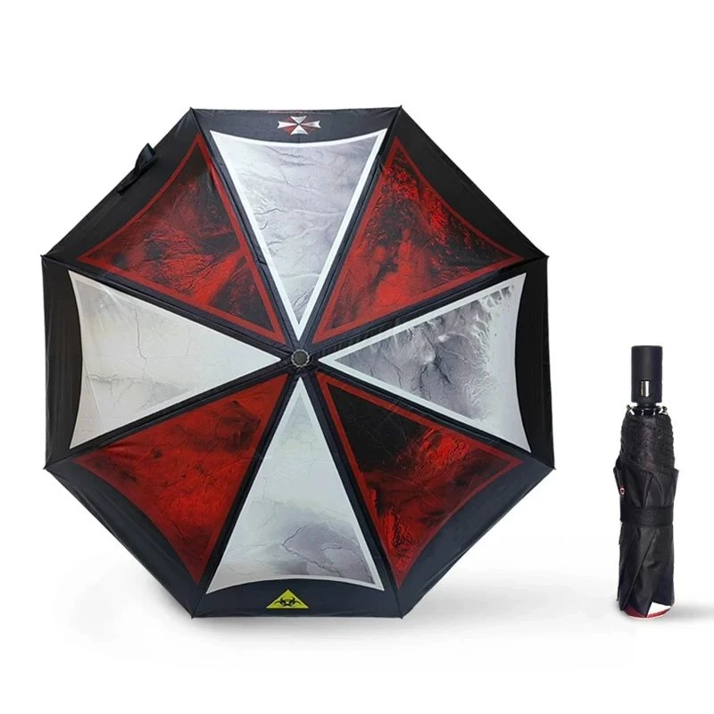 Automatischer windbeständiger Regenschirm, 3-fach faltbar, sonnig, regnerisch, wasserdicht, UV-Sonnenschirm, Biohazard Resident Evil Zombie, Frau, Mann