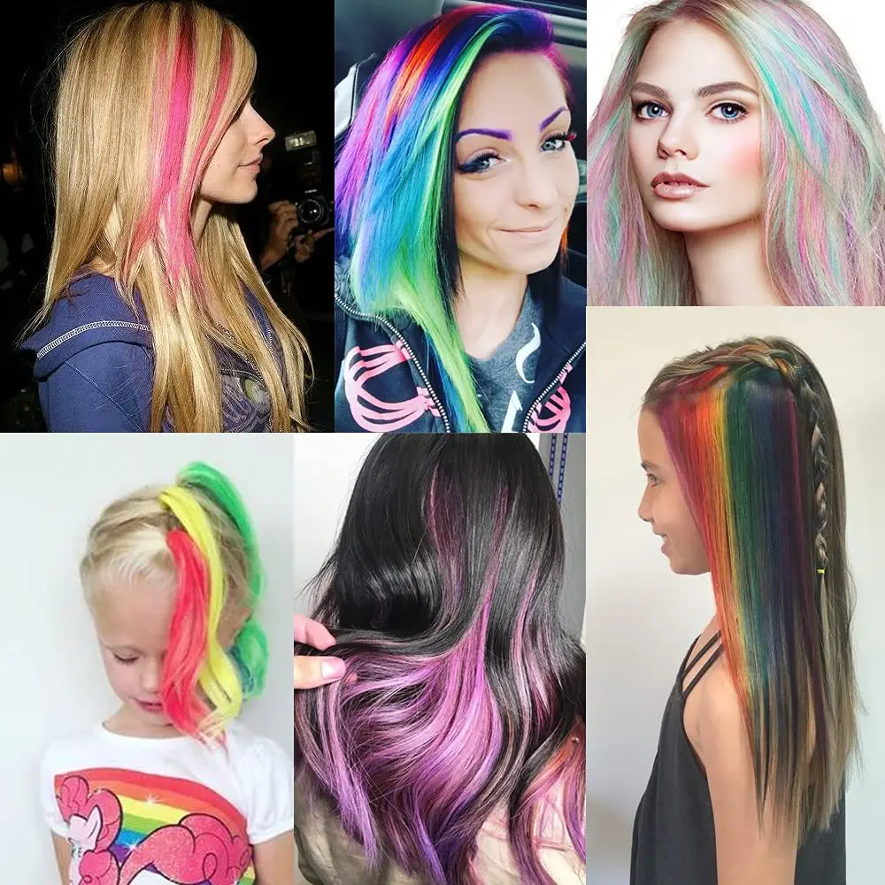 10 Stück lange, gerade, synthetische schwarze Haarverlängerungen zum Anklipsen, 55,9 cm, farbige Party-Highlights, Haarteile für Frauen, Kinder, Mädchen – Detail 19