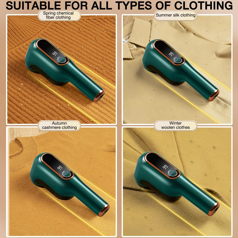 Mini Electric Lint Remover With 6-Leaf Blades Rechargeable Fabric Shaver LED Digital Power Display Portable Clothes Defuzzer New