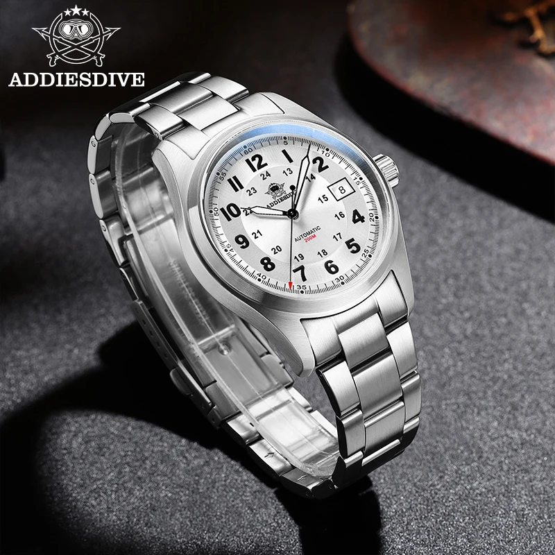 ADDIESDIVE Luxus Herren 8215 Mechanische Uhr BGW9 Ultra Helle Saphirglas 316L Edelstahl Herren 20Bar Taucheruhr AD2525