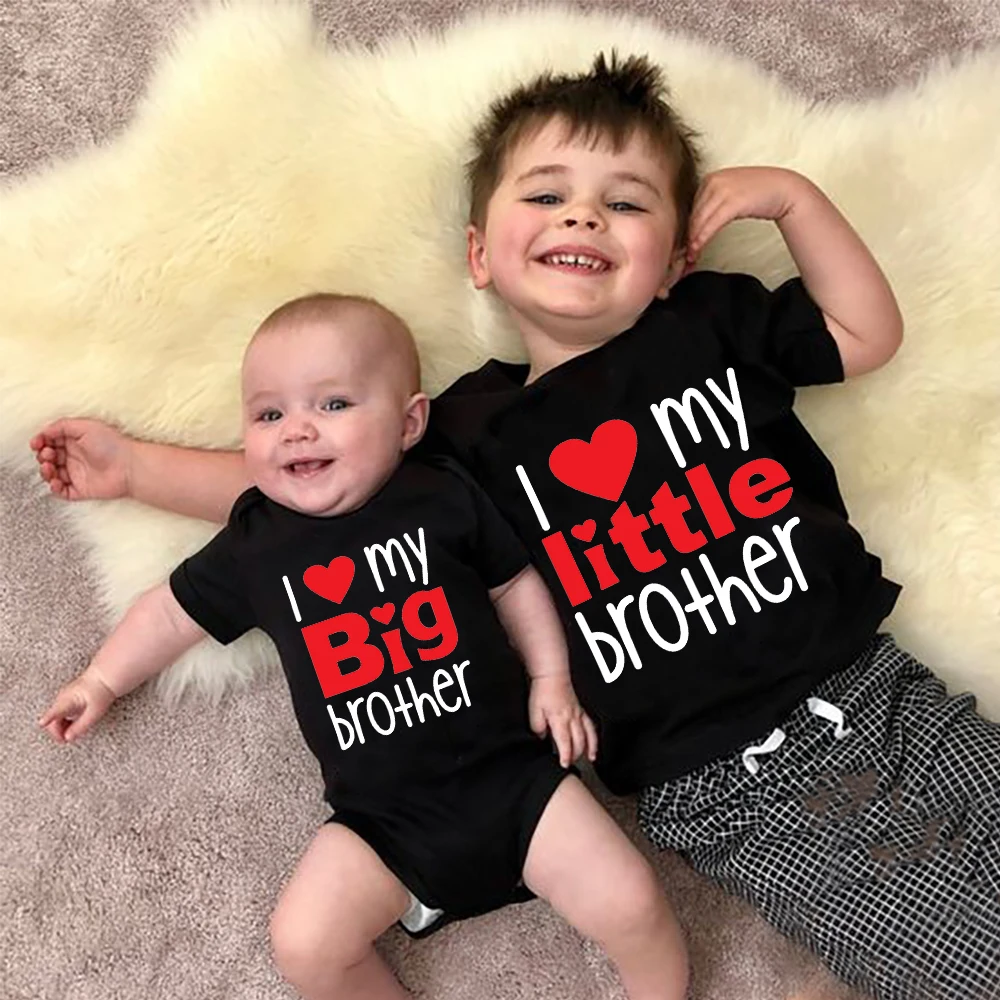 I Love My Big Brother Little Brother Matching Shirts Boys Summer Tshirt Newborn Baby Bodysuit Twins Brother Baby Shower Gifts