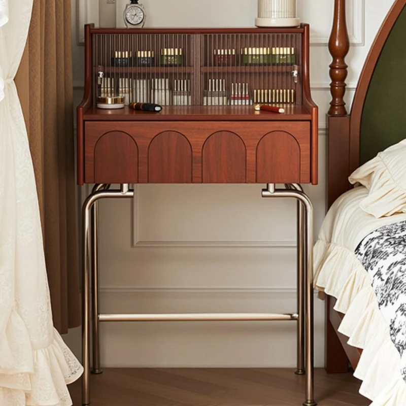 French retro solid wood dresser small apartment bedroom antique storage chest American 60cm ultra-narrow makeup table