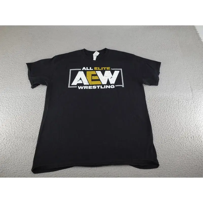 AEW All Elite Wrestling Shirt Mens Large Black Pro Wrestling Tee Logo