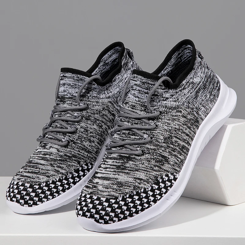 

2025 Knit Casual Sneakers for Men Grey Breathable Men Sock Shoes Big Size 46 Light Sneakers Man Walking Shoes sapatos masculinos