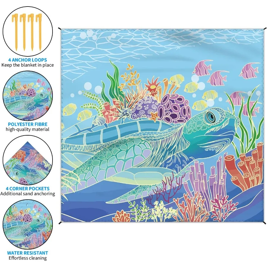 بطانية شاطئ مقاومة للماء ومضادة للرمل بساط شاطئ كبير 79 بوصة × 83 بوصة لـ 24 بالغًا بساط خالي من الرمال سريع الجفاف وخفيف الوزن ومتين واي فاي #2