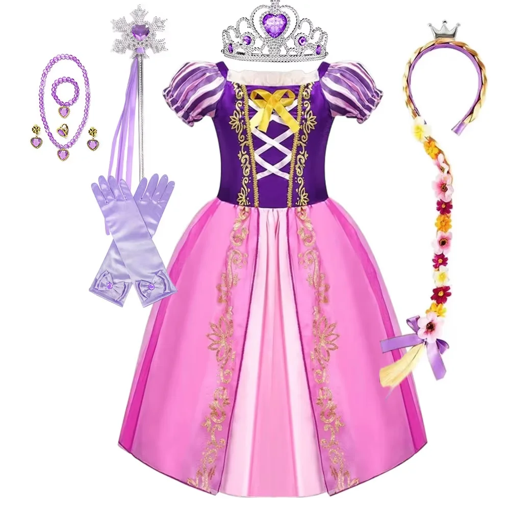 2026 Rapunzel Costume Play Party Birthday Fantasy Cute Fairy Tale Carnival Princess Apparel Girl Cartoon Tangled Inpired Dress