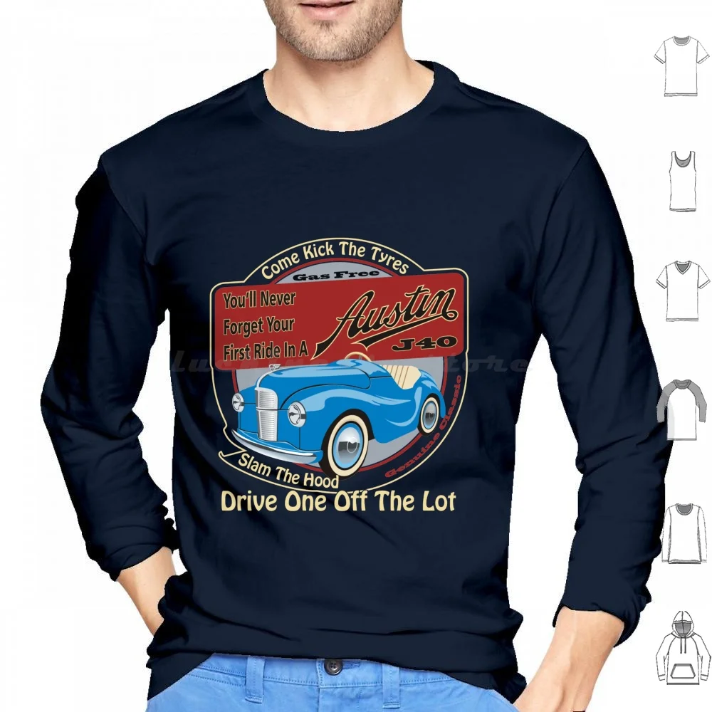 Austin J40 Pedal Car Hoodie Hoodie cotton Long Sleeve Austin J40 Pedal Car Toy Vintage Classic