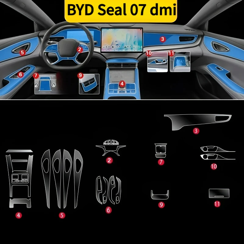 

Защитная прозрачная пленка для приборной панели и мультимедийной навигации BYD Seal 07 dmi 25models, устойчивая к царапинам, для модификации интерьера