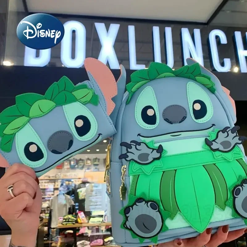 Disney Stitch-Mini mochila de marca de lujo para mujer, Cartera de dibujos animados, mochila escolar Original para niños, 2 piezas