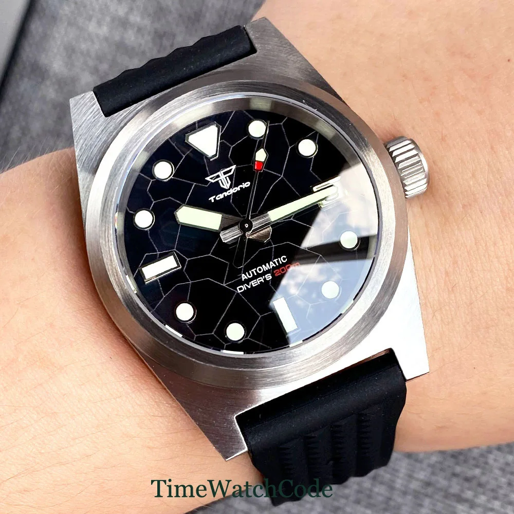 

Tandorio Diving Automatic Watch for Men NH35 Movement AR Sapphire Crystal Mother of Pearl 200m Waterproof reloj hombre 38mm