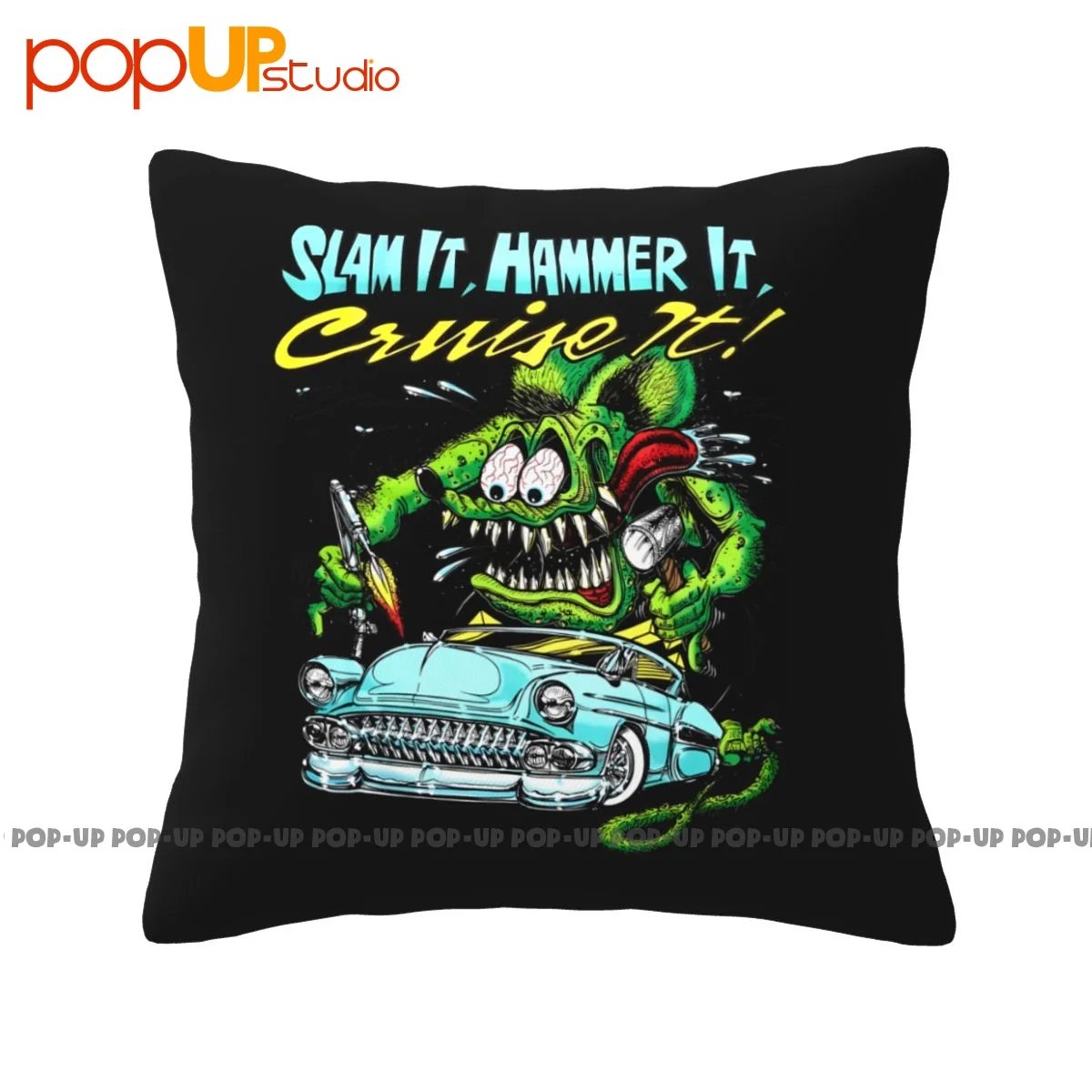 Winter Ed Big Daddy Roth Rat Fink Slam Hammer Cruise Pillowcase Throw Pillow Cover Printed Home Decor High Quality